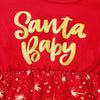Toddler Girls Christmas Print Mesh Bubble Sleeve Dress - PrettyKid