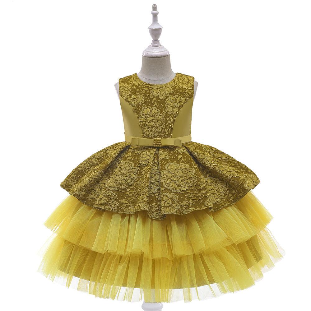 Kids Girls' Gauze Jacquard Fluffy Dress Children's Clothes Manufacturers Wholesale - PrettyKid