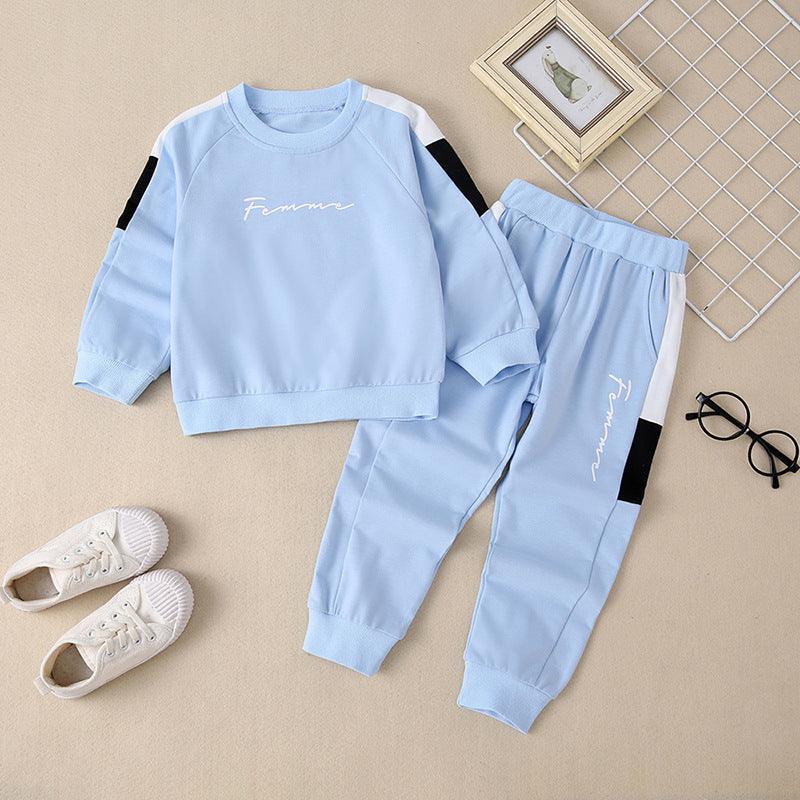 Toddler Children's Boys Solid Color Long Sleeved Sweater Pants Sports Suit - PrettyKid