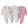 3PCS Baby Boys Girls Solid Color Lovely Printed Cotton Wrap Long Sleeve Jumpsuit - PrettyKid