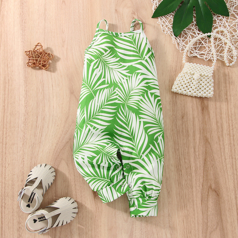 2022 Summer New Baby Girl Baby Tree Leaves Sling Crawl Clothes - PrettyKid