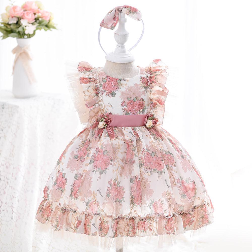 Girl's Court Style Lolita Sleeveless Printing Lovely Fluffy Skirt Wholesale Little Girl Dresses - PrettyKid