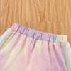 Toddler Kids Boys Girls Solid Letter Print Tie Dyed Short Sleeve Set - PrettyKid