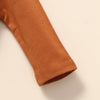 Toddler Girl Solid Color Round Neck Long Sleeve Top Flower Print Suspender Pants Set - PrettyKid