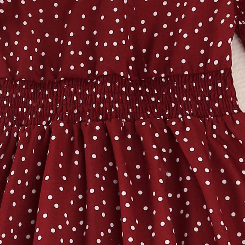 2023 Summer Girls' Baby Polka Dot Bubble Sleeve Dress