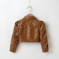 Children's Handsome Motorcycle Clothes Leisure PU Leather Coat - PrettyKid