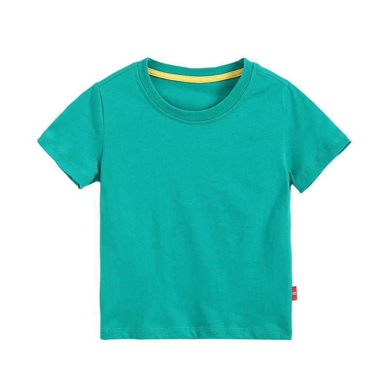 2021 Summer Children's T-shirt Solid Short Sleeve Round Neck Top - PrettyKid