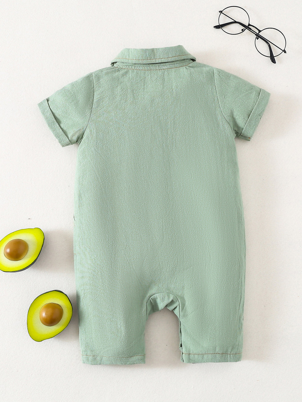 Baby Boys Summer Solid Short Sleeved Polo Collar Jumpsuit - PrettyKid