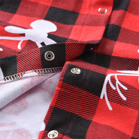 Children Cartoon Deer Head Christmas Print Plaid Long Sleeve Christmas Suit - PrettyKid