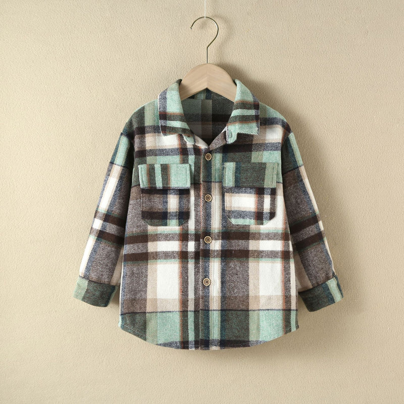 Toddler Boys Girls Cotton Colorful Plaid Shirt Top - PrettyKid