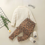 Toddler Kids Girls' Solid Color High Collar Top Leopard Print Pants Set - PrettyKid
