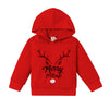 Boys and Girls Christmas Day Model Moose Letter Print Hooded Sweatshirt - PrettyKid