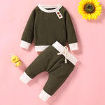 Toddler Kids Long Sleeve Solid Knit Stripe Casual Suit - PrettyKid