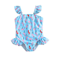 Girls' Summer New Cute Flamingo Print One-piece Swimsuit Children's Beach Style Swimsuit - PrettyKid