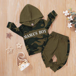 Toddler Boys Letter Camouflage Print Long Sleeve Hooded Top Pants Set - PrettyKid
