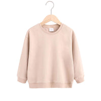 Kids Boys Girls Solid Round Neck Loose Pullover - PrettyKid