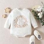 0-18M Baby Solid Color Firework Wheat Ears Printed Long-sleeved Jumpsuit - PrettyKid