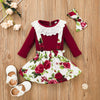 Baby Girls Solid Color One-piece Printed Suspender Skirt Set - PrettyKid