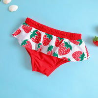 Cute Strawberry Print Swimsuit - PrettyKid