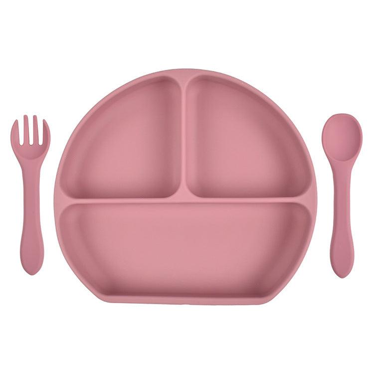 Baby Silicone Plate Fork Spoon Set - PrettyKid