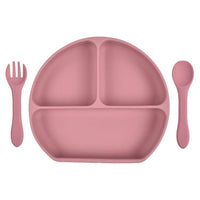 Baby Silicone Plate Fork Spoon Set - PrettyKid