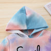 Toddler Kids Girls' Letter Printed Tie Dyed Hoodie Long Sleeve Set - PrettyKid