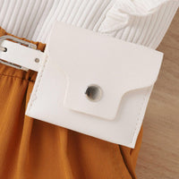 Spring and Summer Cotton Pit Strip Flying Sleeve Top Solid Color Shorts with Waist Bag Girls Suit