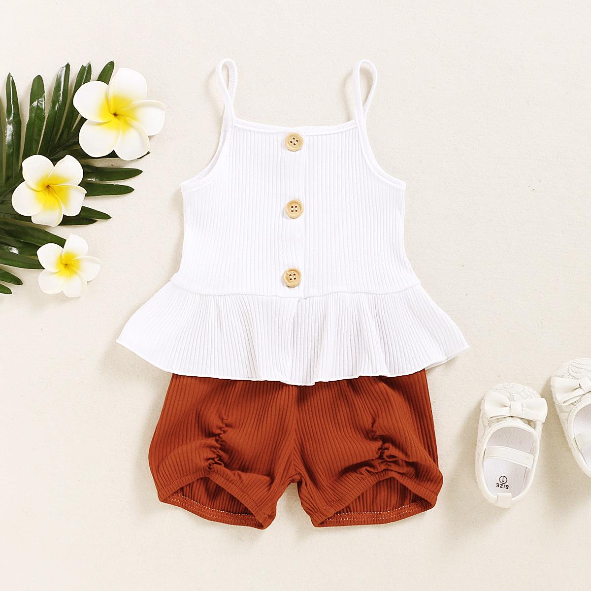 Toddler Kids Girls' Summer Sleeveless Camisole Tops Shorts Set - PrettyKid