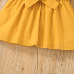 Toddler Girls Solid Colour Sleeveless Halter Bow Belt Pleated Dress - PrettyKid