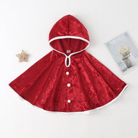 Baby Girls' Christmas Cloak Red Velvet and Wool Ball Cloak - PrettyKid