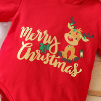 Baby Boys Girls Christmas Letter Printed Antler Hoodie Bodysuit Sock Set - PrettyKid