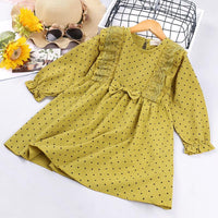 Toddler Girls Bow Long Sleeve Polka Dot Dress Wholesale Kids Clothing Online - PrettyKid