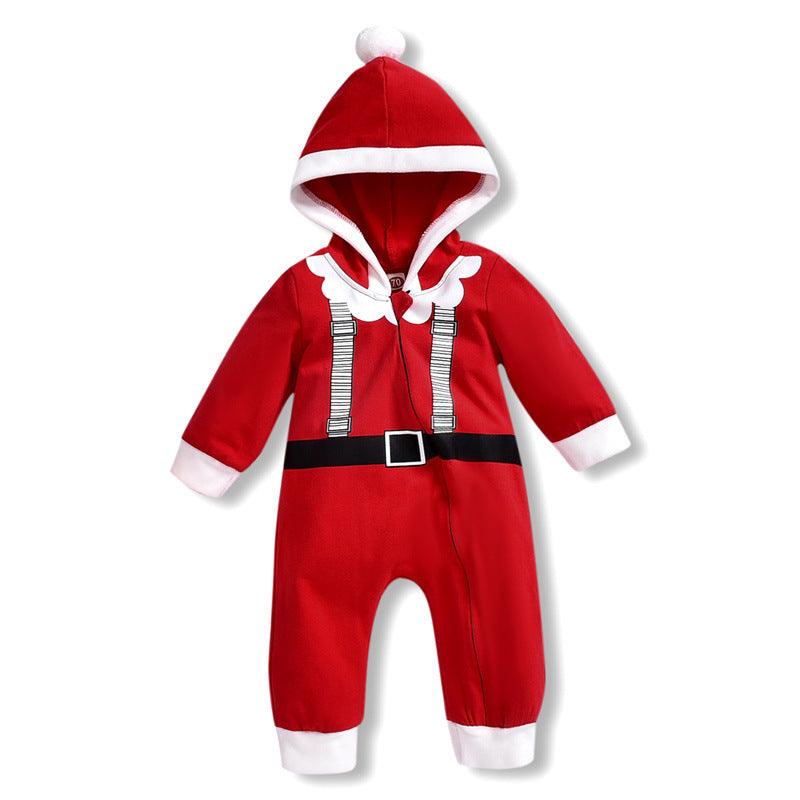 Baby Boys Cute Santa Hooded Zipper Jumpsuit - PrettyKid