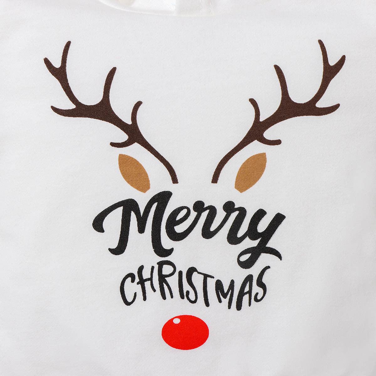 Toddler Kids Boys Girls Solid Christmas Elk Letter Print Hoodie - PrettyKid