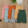 Baby Clothes Summer New Men and Women Baby Solid Color Shoulder Button Sleeveless Open Collar Jumpsuit Comfortable Cotton Short Climbing Clothes - PrettyKid