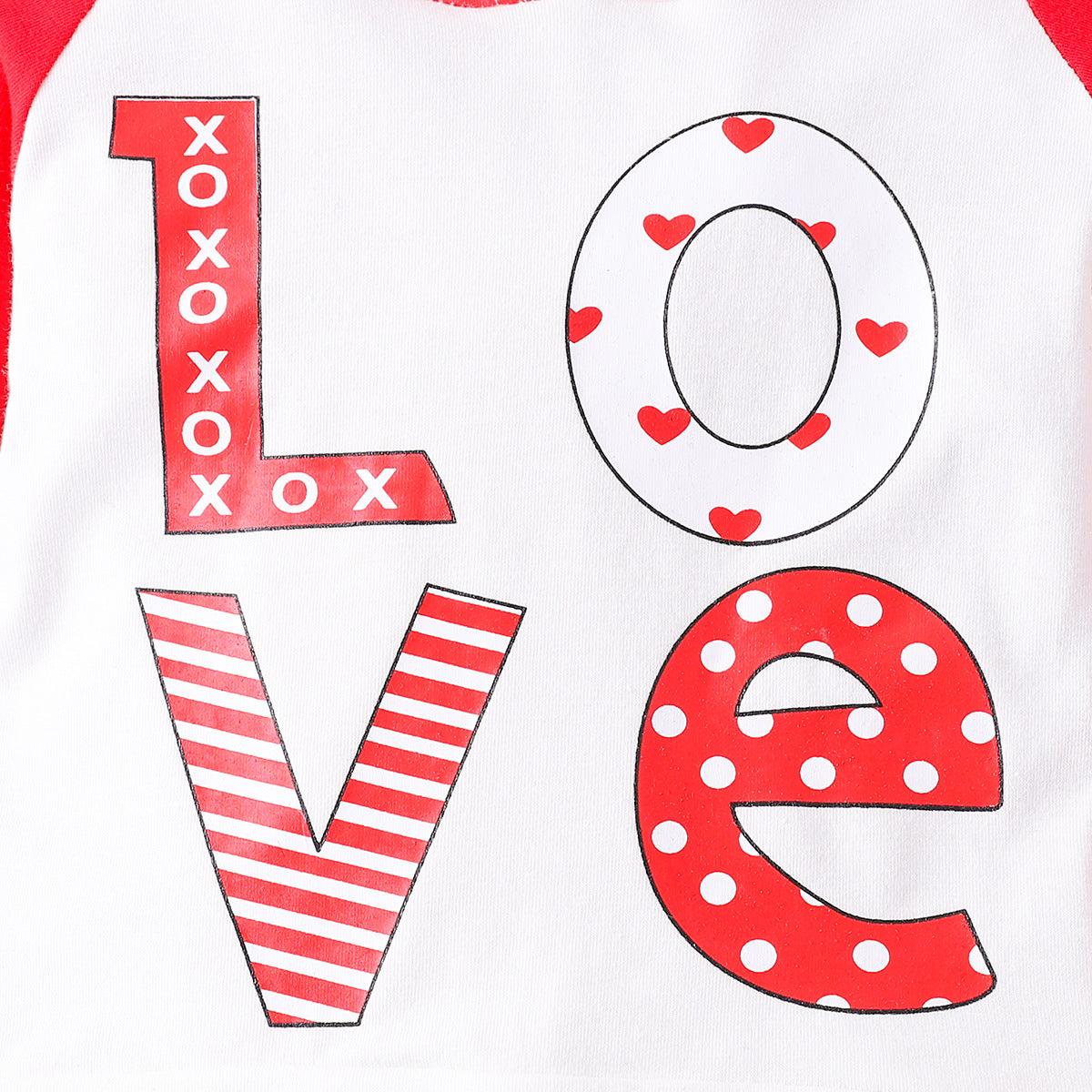 Toddler Kids Letter Love Print Hoodie Long Sleeve Set - PrettyKid