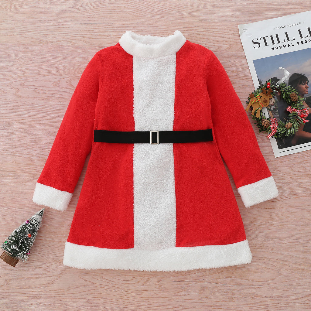 Toddler Kids Girls Round-necked Santa Long-sleeved Dress Trendy Girl Clothes Wholesale - PrettyKid
