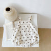 Baby Boys Girls Solid Color Floral Polka Dot Print Straps Jumpsuit - PrettyKid