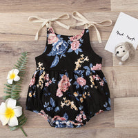 Baby Girls Flower Print Suspender Jumpsuit - PrettyKid