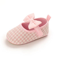 Baby Girls Plaid Bow Child Soft Rubber Sole Non-slip Baby Shoes - PrettyKid