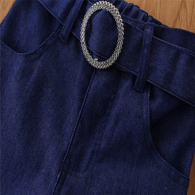 Toddler Kids Sleeveless Letter Vest Jeans 2pcs Set Children's Boutique Clothing Vendors - PrettyKid