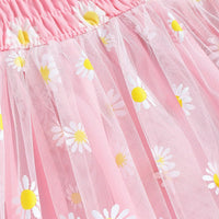 Tri-color Placket Printed Small Daisy Sling Skirt