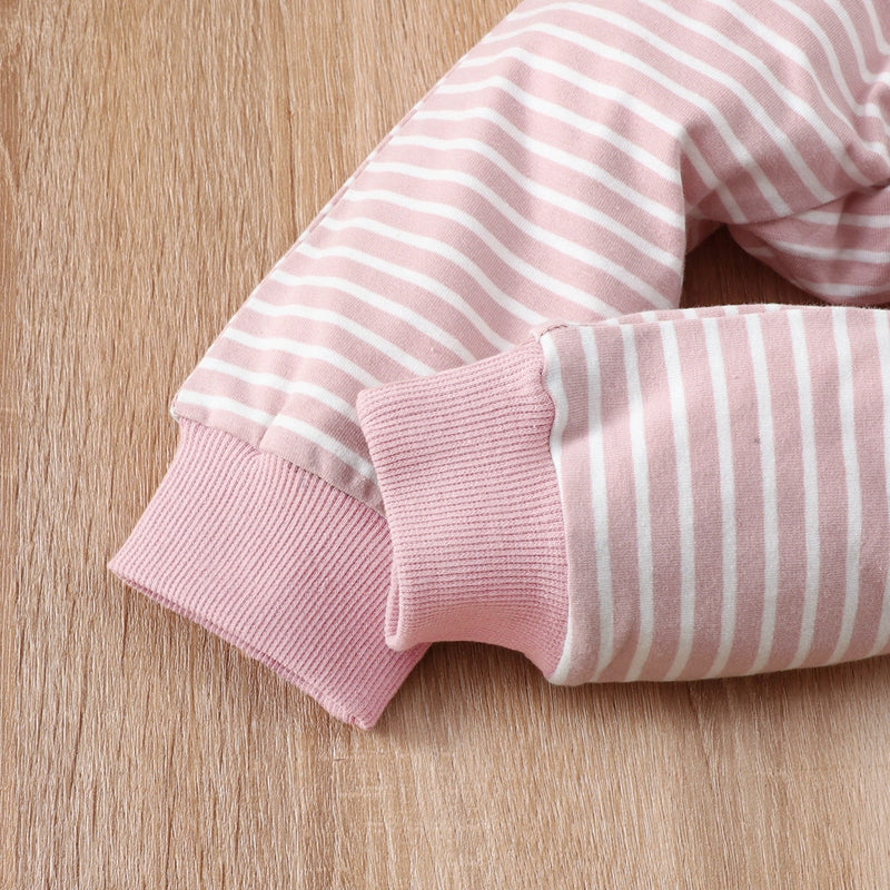 Toddler Kids Boys Girls Striped Round Neck Long Sleeve Pajama Suit - PrettyKid