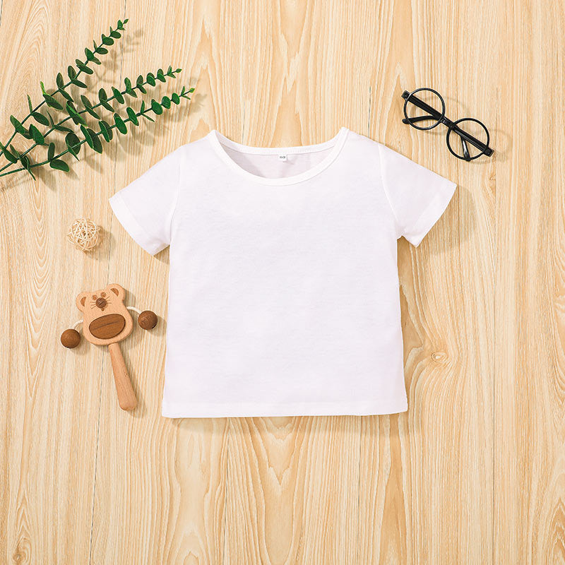 Toddler Boys White Short Sleeved T-shirt Cute Cartoon Printed Suspender Pants Set - PrettyKid