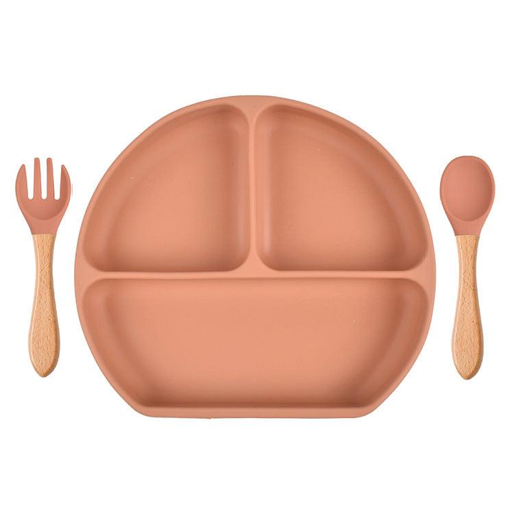 Baby Sub Format Dinner Plate Spoon Fork Silicone Set Children's Tableware - PrettyKid