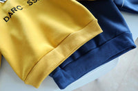 Toddler Kids Boys Solid Color Letter Print Padded Long-sleeved Sweatshirt - PrettyKid