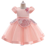 Toddler Girls Solid Flower Fluffy Skirt Children's Dress Princess Dress - PrettyKid