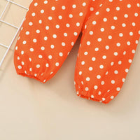 Baby Girls Letter Halloween Pumpkin Print Top Wave Dot Pants Two Piece Set Bulk Childrens Clothing - PrettyKid