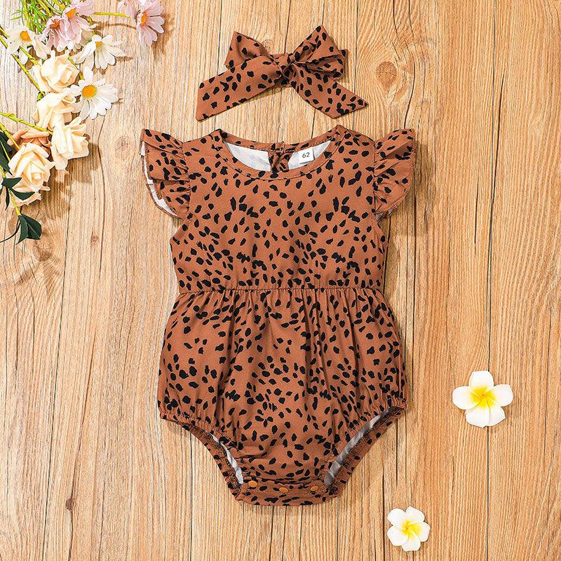 Baby Girl Sleeveless Leopard Print Jumpsuit - PrettyKid