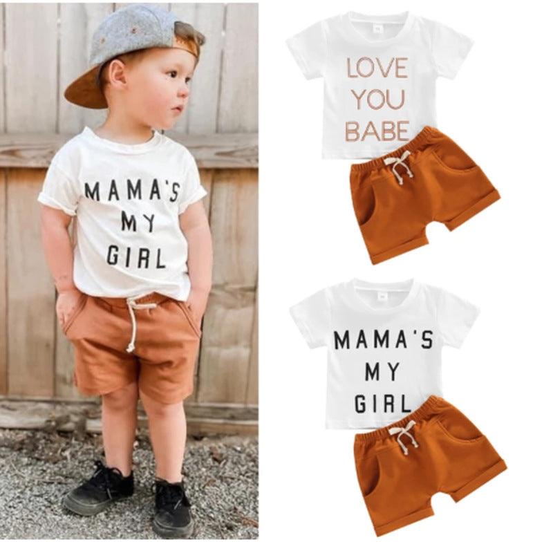 9M-4Y Toddler Boys Sets Letter Print T-Shirts & Shorts Fashion Clothes For Boys - PrettyKid